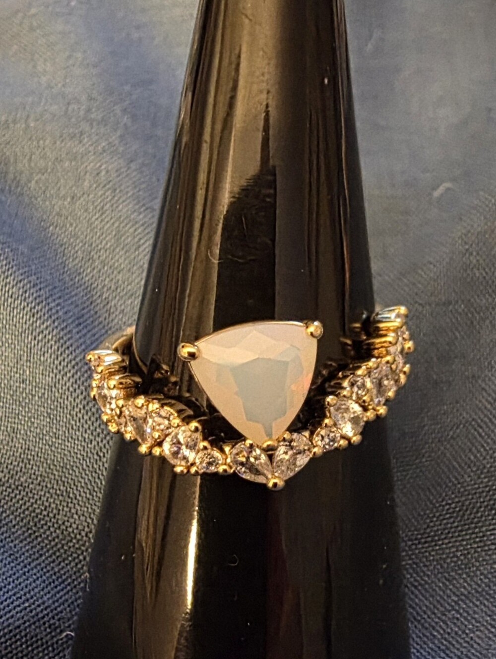 BP Gold-Tone Opal Triangle Cluster Ring